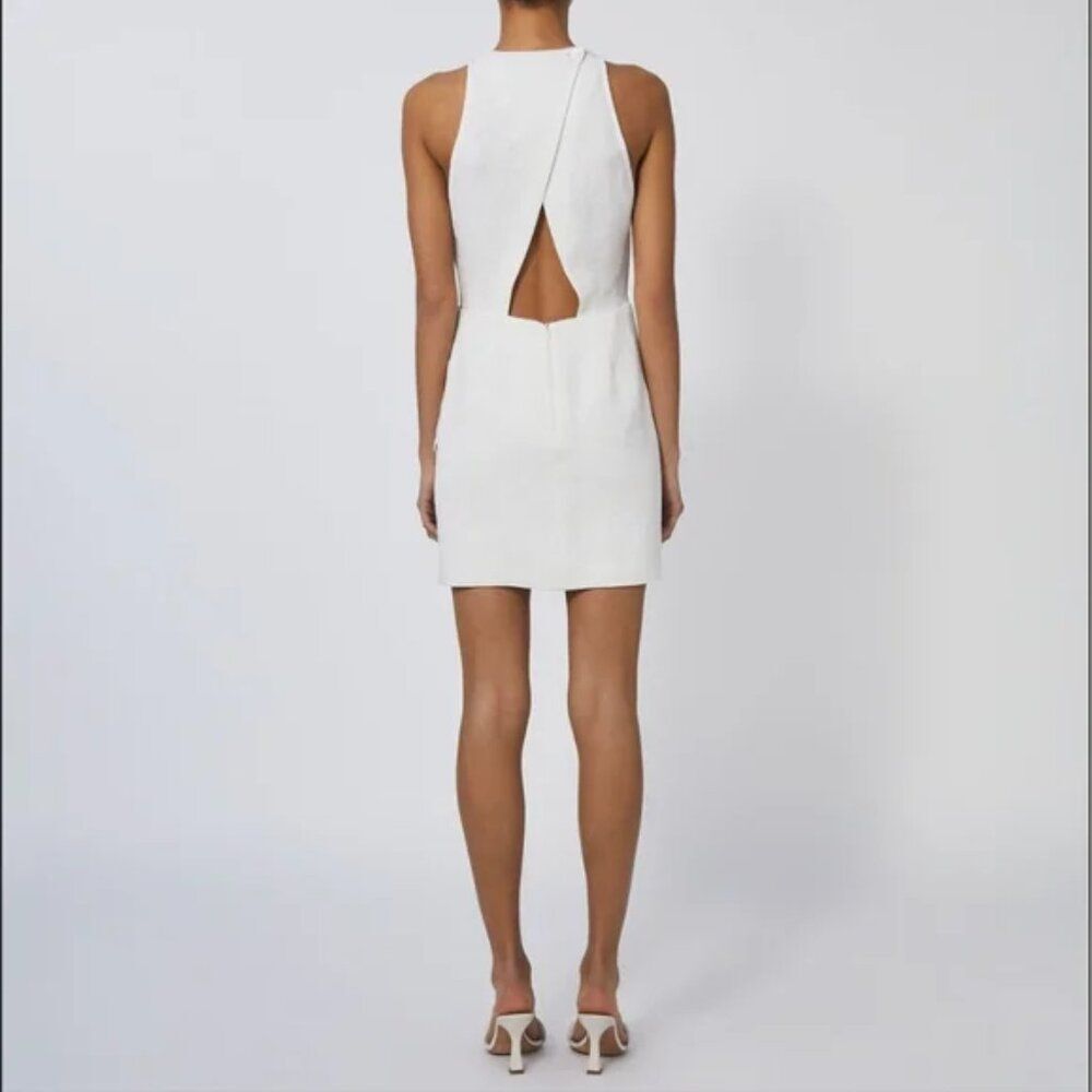 IRO Paris Yasmina Dress Ivory/silver Tweed Asymmetric Cutout Mini Wrap Sheath 10 - Picture 6 of 15